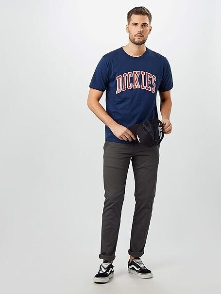 Dickies Philomont T-Shirt Men's Navy Blue Crew Neck Short Sleeve Pullover