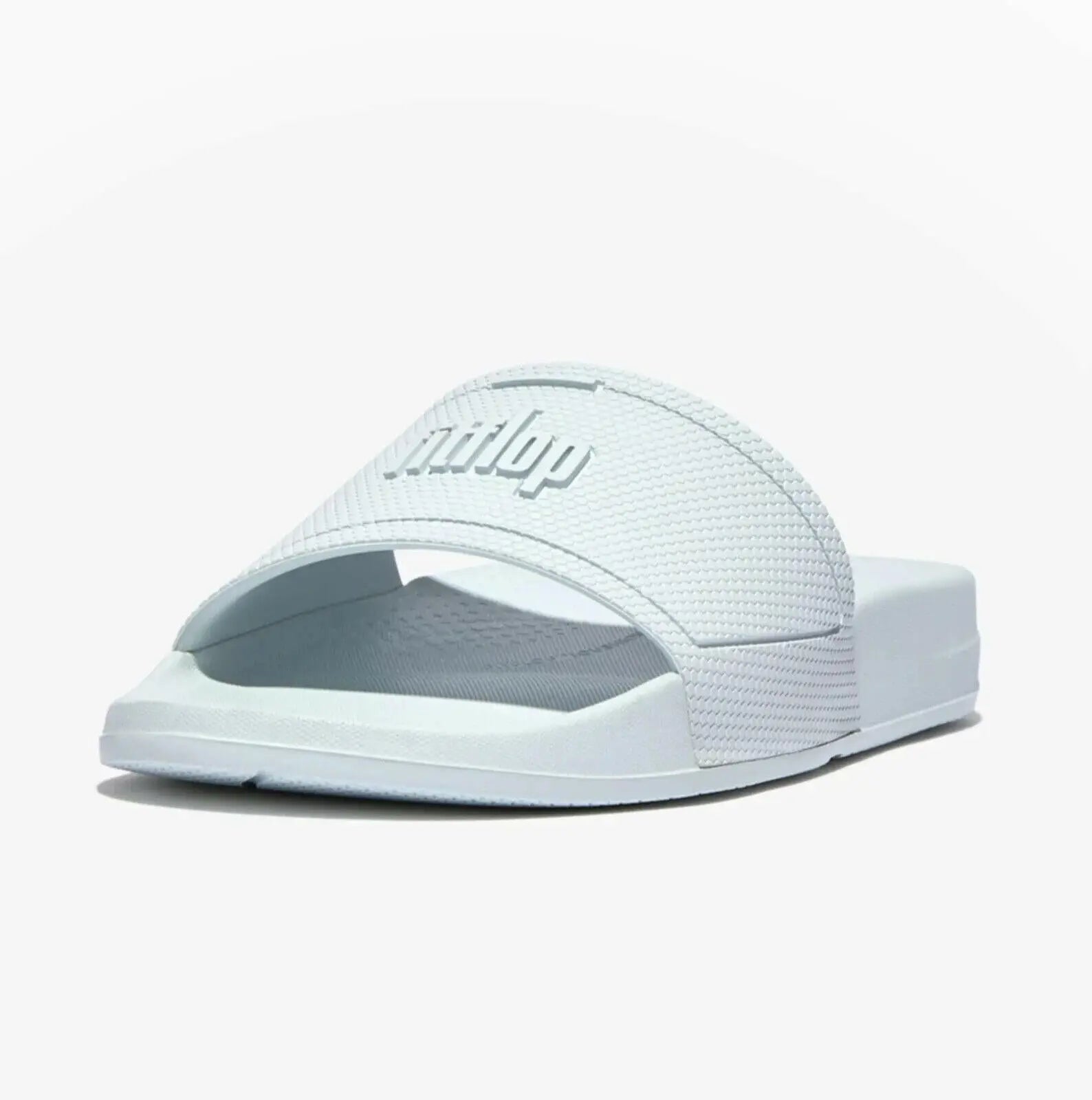 FitFlop Iqushion Pool Slide Slipper Women's Seafoam Blue Comfort Slip-On.