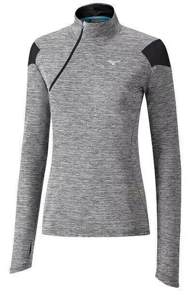 Mizuno Alpha Running T-Shirt Women's Gray Mock Neck Long Sleeve.