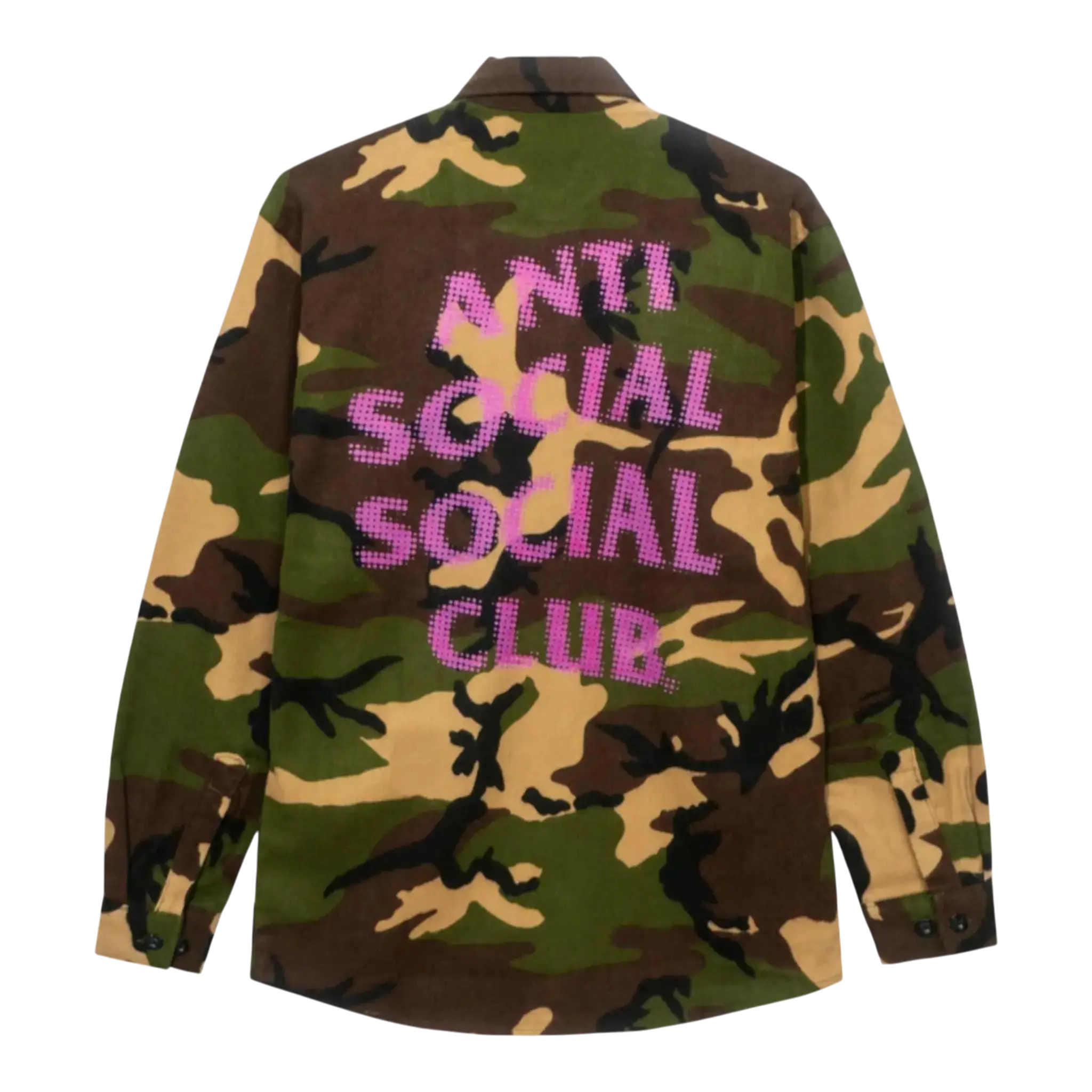 Anti Social Social Club Dialtone Camo Men Flannel Shirt Green Camo Anti Social Social Club