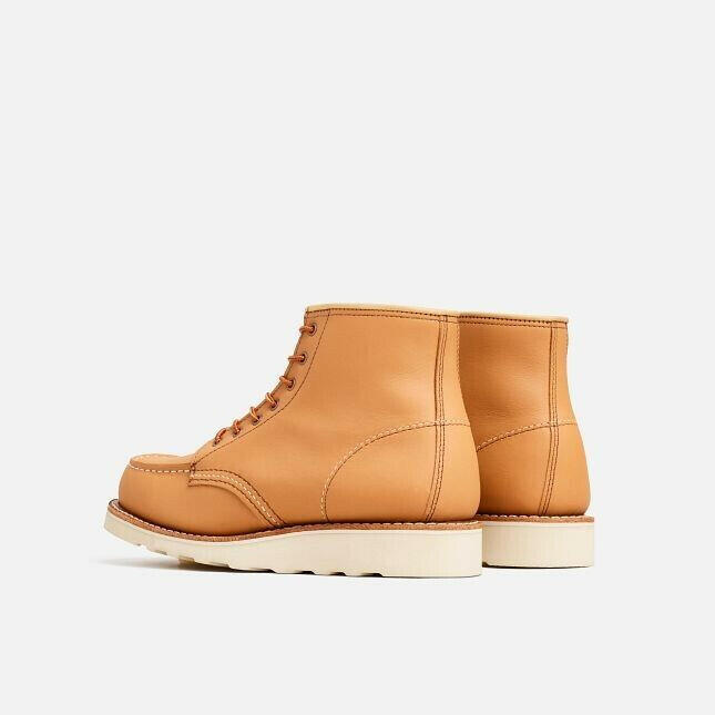 Red Wing Heritage Classic 3383 Women's Tan Leather Moc Toe 6-Inch Ankle Boots.