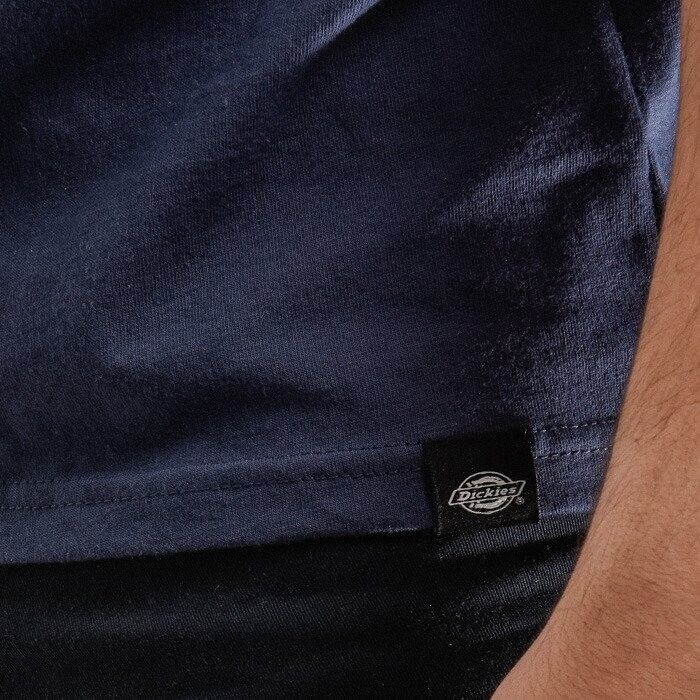 Dickies T-Shirt Men's Navy Blue Cotton Horseshoe Crew Neck Short Sleeve Pullover