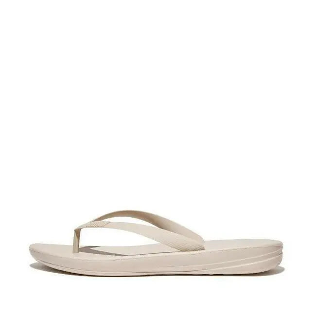 FitFlop Iqushion Egonomic Flip Flops Men's Stone Beige Slide Slippers.