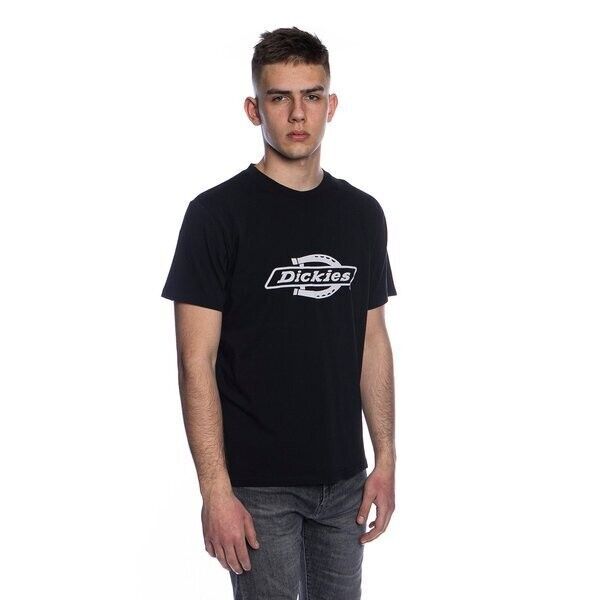 Dickies Mackville T-Shirt Men Medium Black Horseshoe Logo Crew Neck Short Sleeve