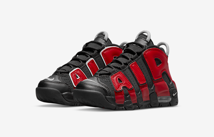 Nike Air More Uptempo Sneaker Kids Black Red Pre-School Casual Shoes
