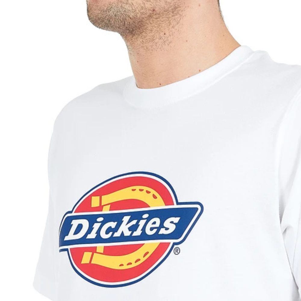 Dickies T-Shirt Mens White Cotton Horseshoe Logo Crew Neck Short Sleeve Pullover