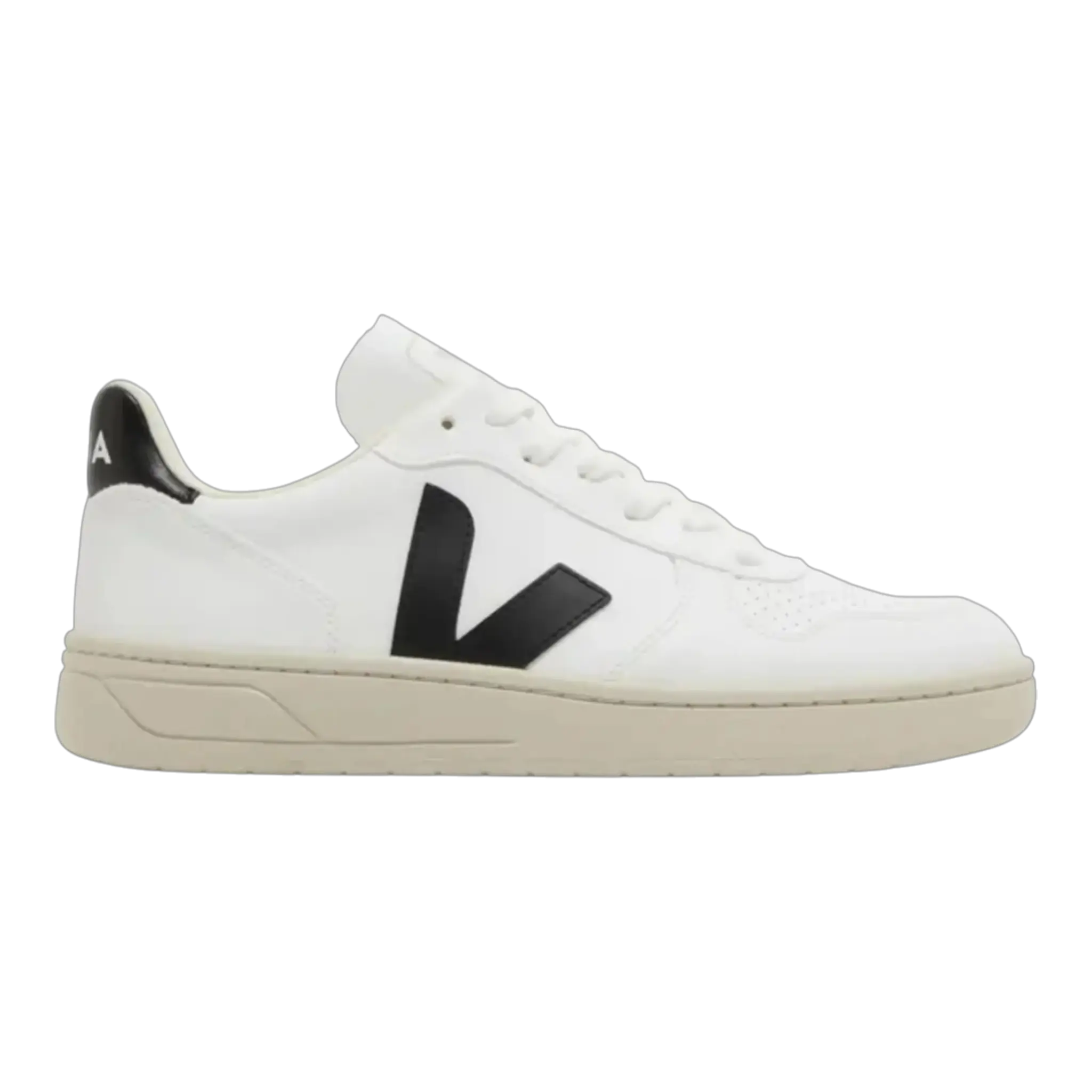 Veja V-10 VX0702901B Sneaker Men's White Black Leather Comfort Casual Shoes VEJA