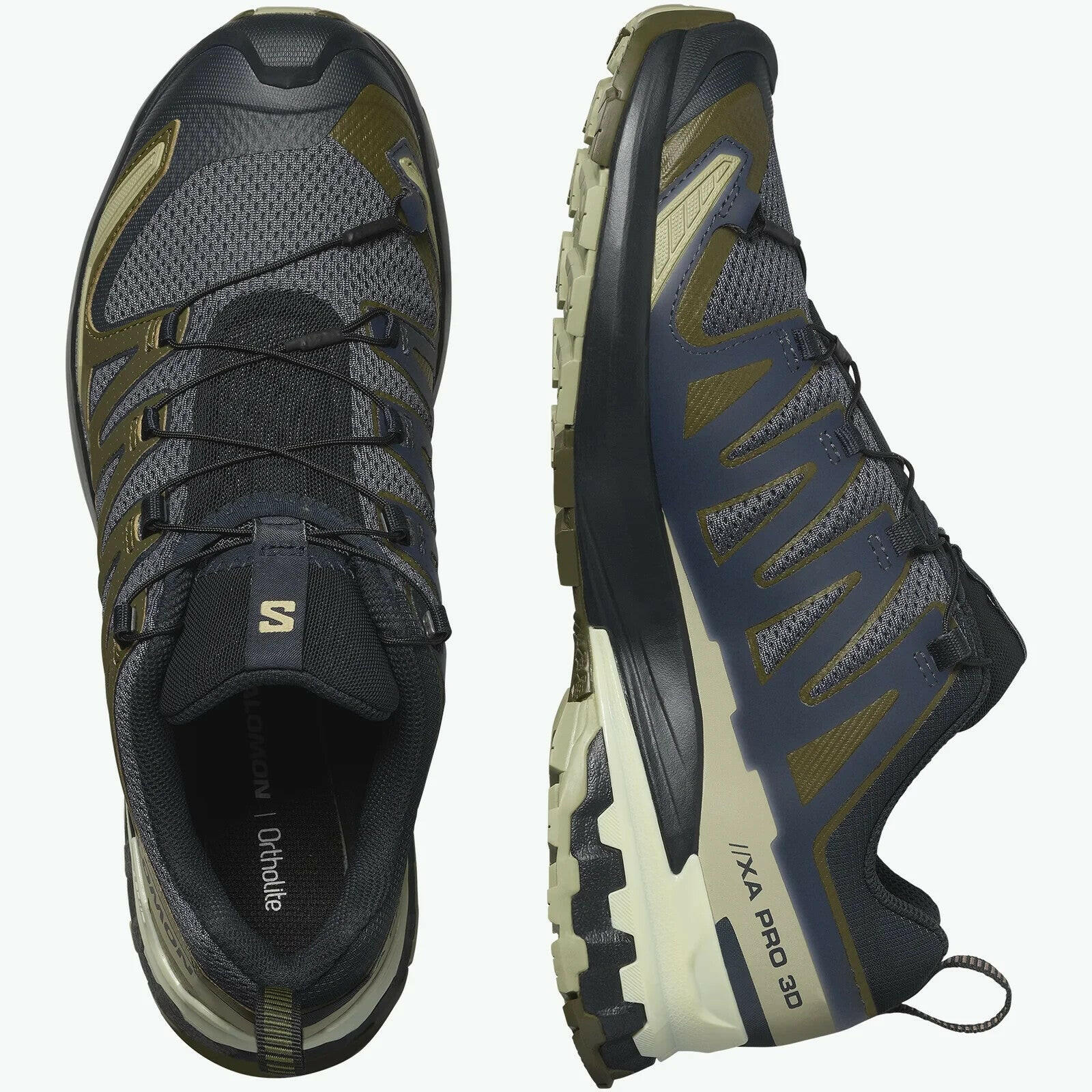Salomon XA PRO 3D V9 474675 Sneakers Men Black Green Low Top Trail Running Shoes.