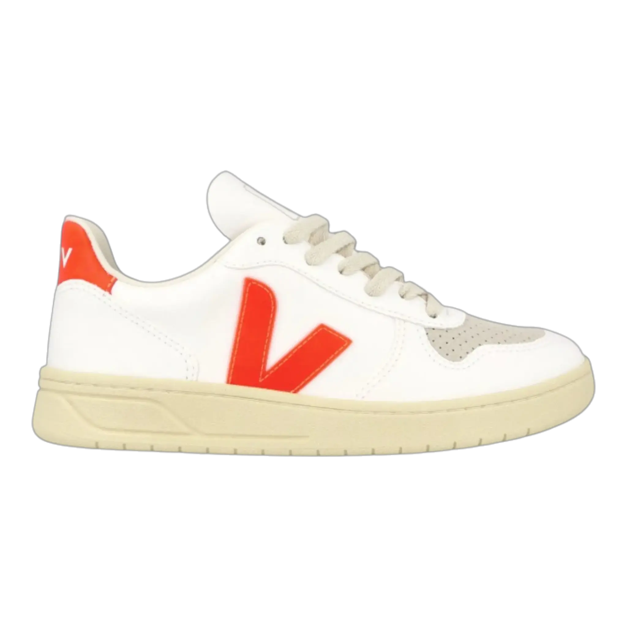 Veja V-10 VX0703152A Sneakers Women's White Orange Fluo Comfort Casual Shoes VEJA