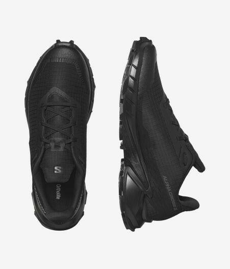 Salomon ALPHACROSS 5 473131 Sneakers Men Black Ebony Lace Up Trail Running Shoes.