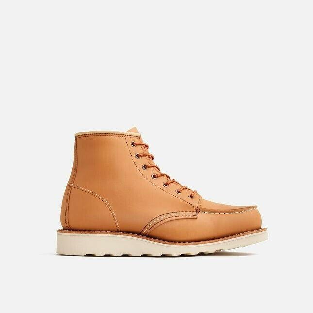 Red Wing Heritage Classic 3383 Women's Tan Leather Moc Toe 6-Inch Ankle Boots.
