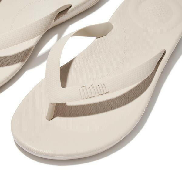 FitFlop Iqushion Egonomic Flip Flops Men's Stone Beige Slide Slippers.