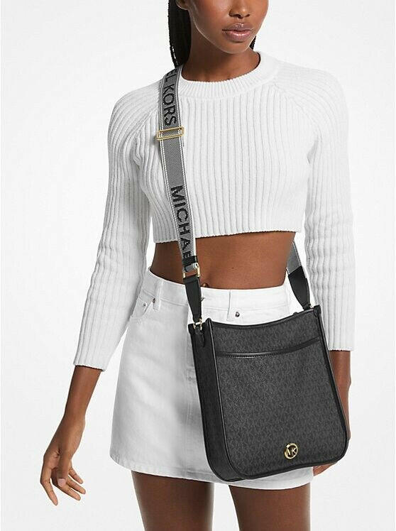 Michael Kors Luisa Messenger Bag Women Large Black Cross Body Bag.
