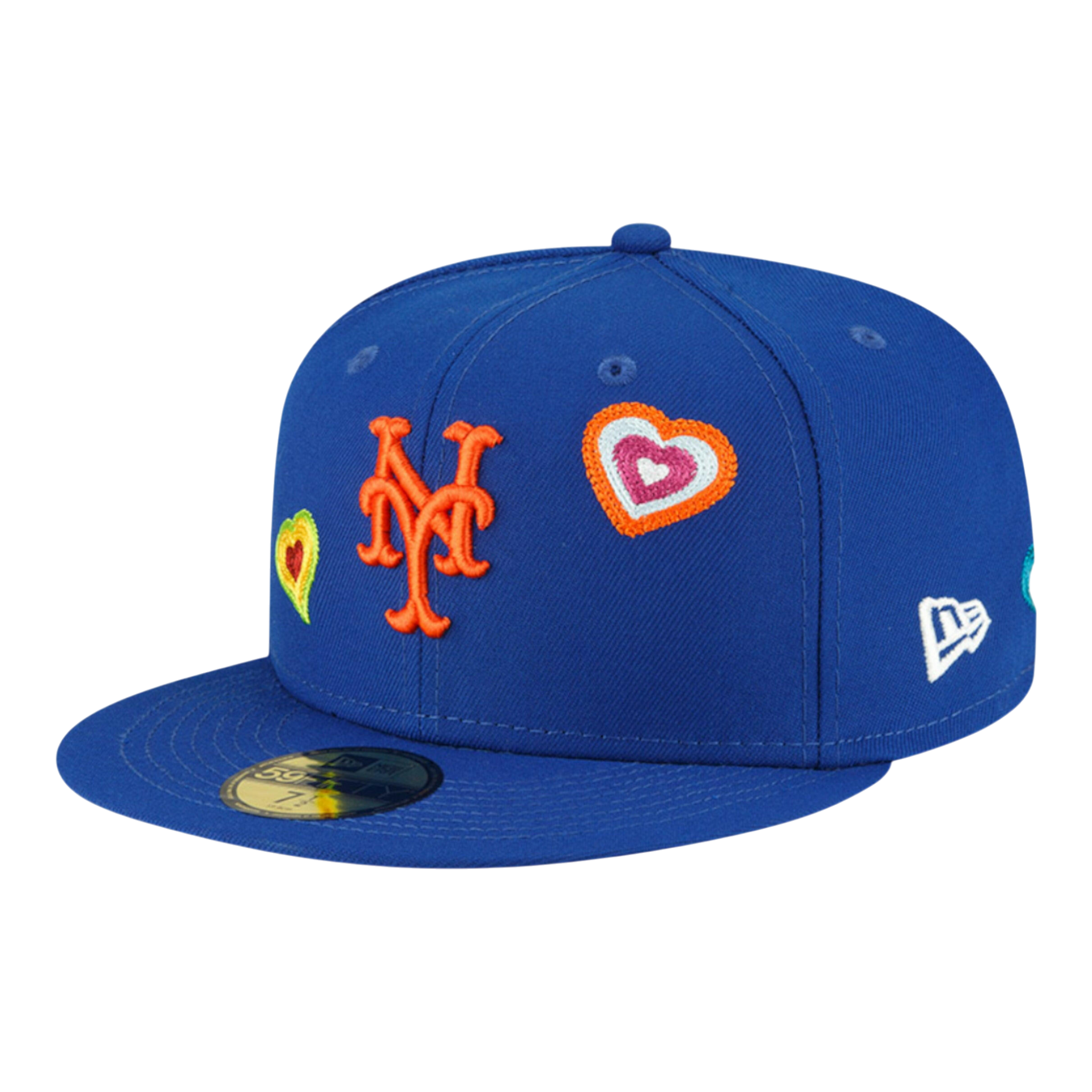 New Era 59Fifty MLB New York Mets Chain Stitch Heart Fitted Hat W/ Pink Undervisor New Era