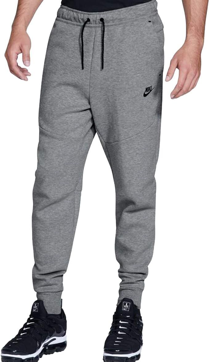 Nike Sportswear Tech Fleece Jogger Pant Men Gray Cotton Elastic Waist.