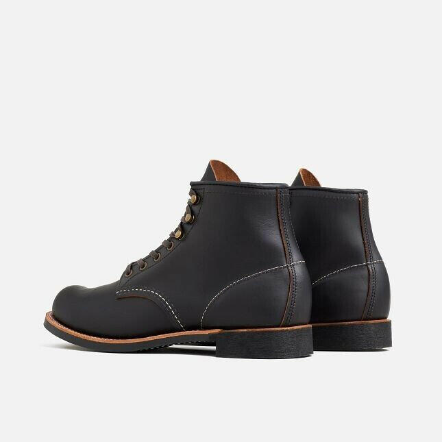 Red Wing Heritage Blacksmith 3345 Men Black Leather Round Toe 6-Inch Ankle Boots.