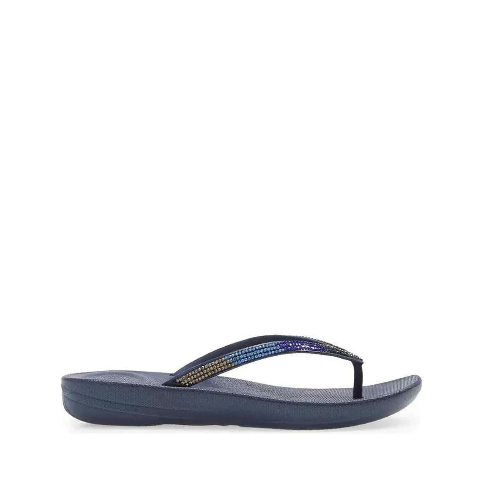 FitFlop Iqushion Flip Flop Sandals Women's Midnight Navy Ombre Sparkle.