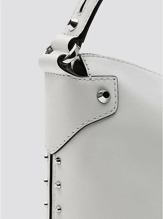 Michael Kors Astor Shoulder Bag Women Large White Leather Studded.