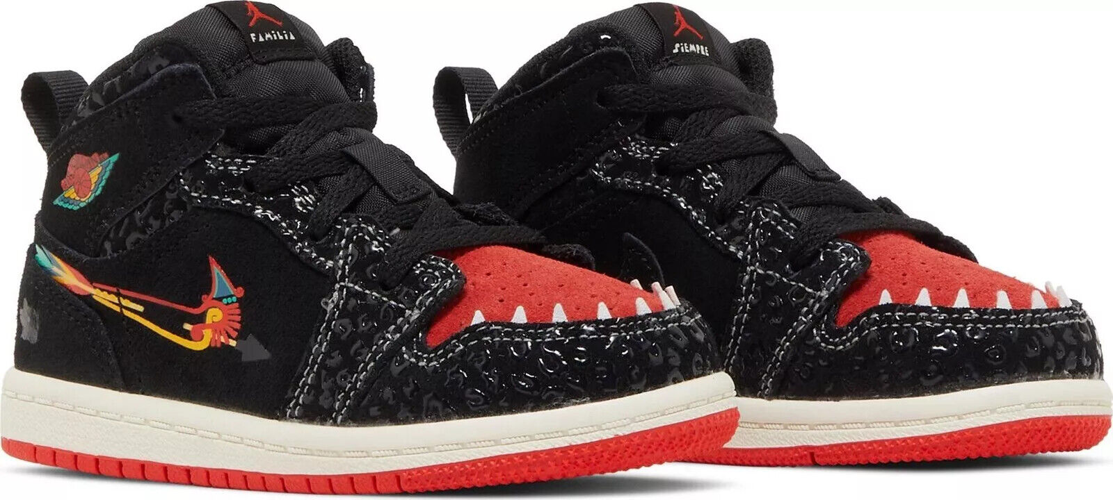 Nike Air Jordan 1 Mid SE 'Siempre Familia' Kids Black Sneaker Lace-up