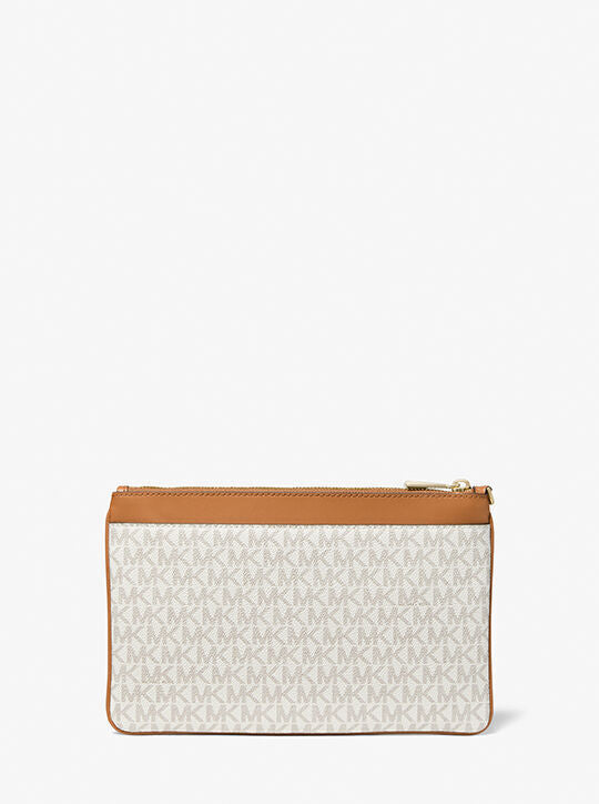 Michael Kors Jet Set Wristlet Wallet Women's L Vanilla Logo Print.