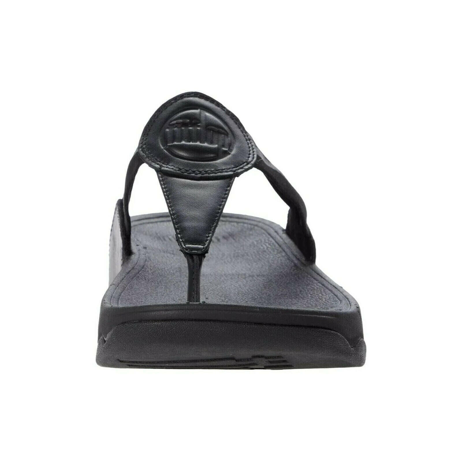 FitFlop Walkstar Toe Post Sandals Women's Black Slip-On Wedge Comfort.