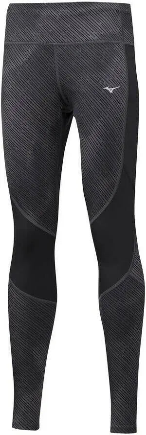Mizuno Impulse Long Tights Women's Gray Black Printed Running Pants.