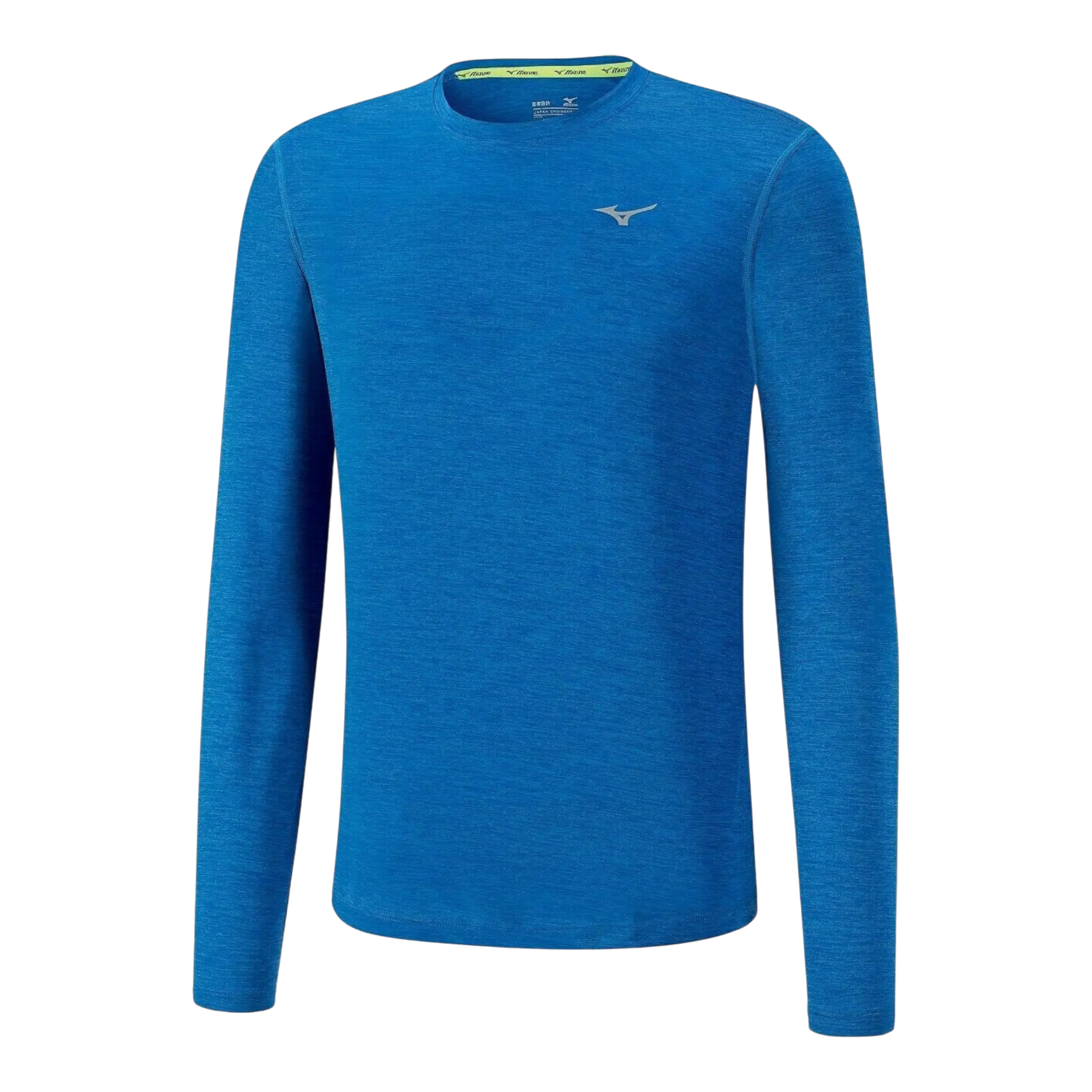 Mizuno Impulse Core Running Shirt Men Blue Crew Neck Long Sleeve Tee Mizuno