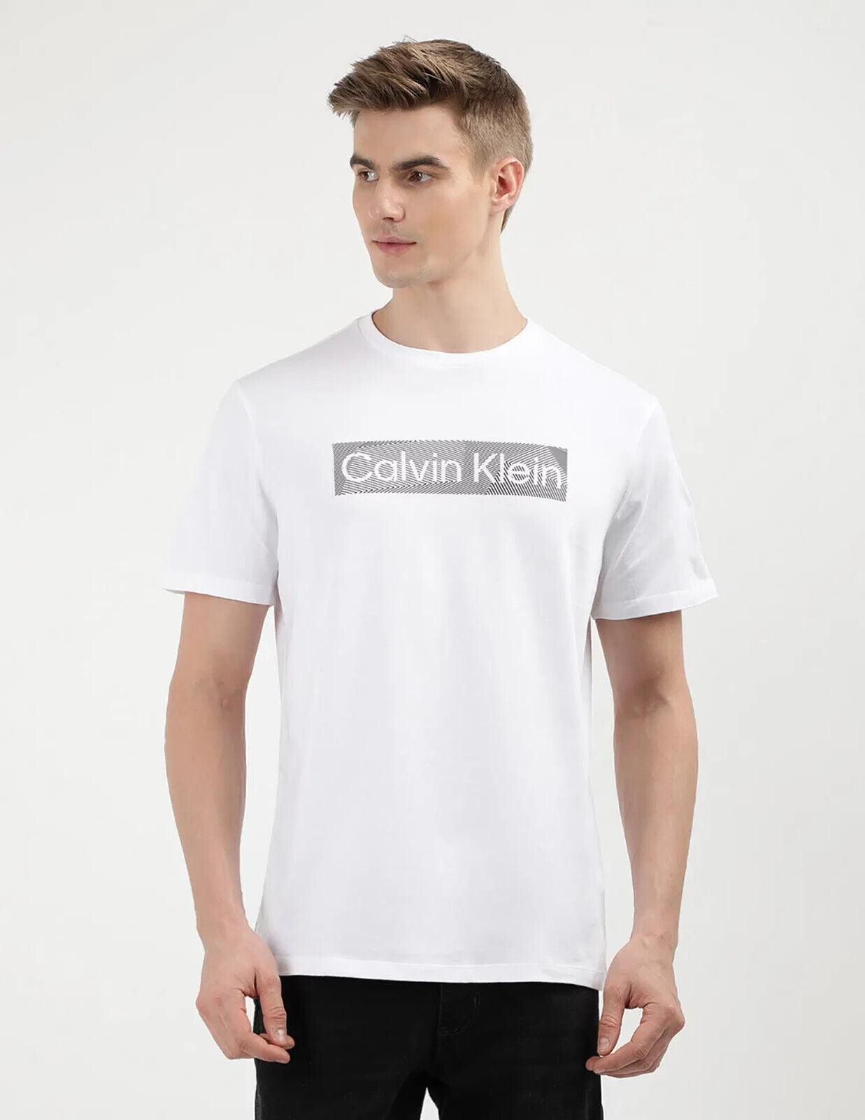 Calvin Klein T-Shirt Men's White Cotton Crew Neck Short Sleeve Tee