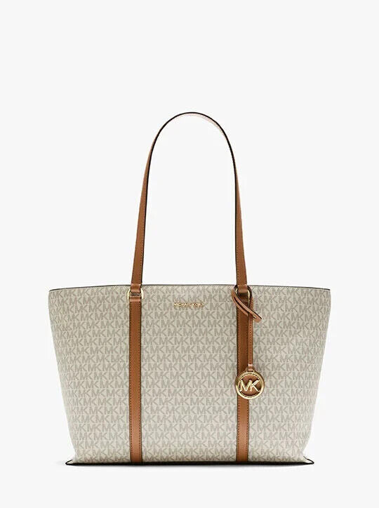 Michael Kors Temple Tote Bag Women's Large Beige Shoulder Bag.