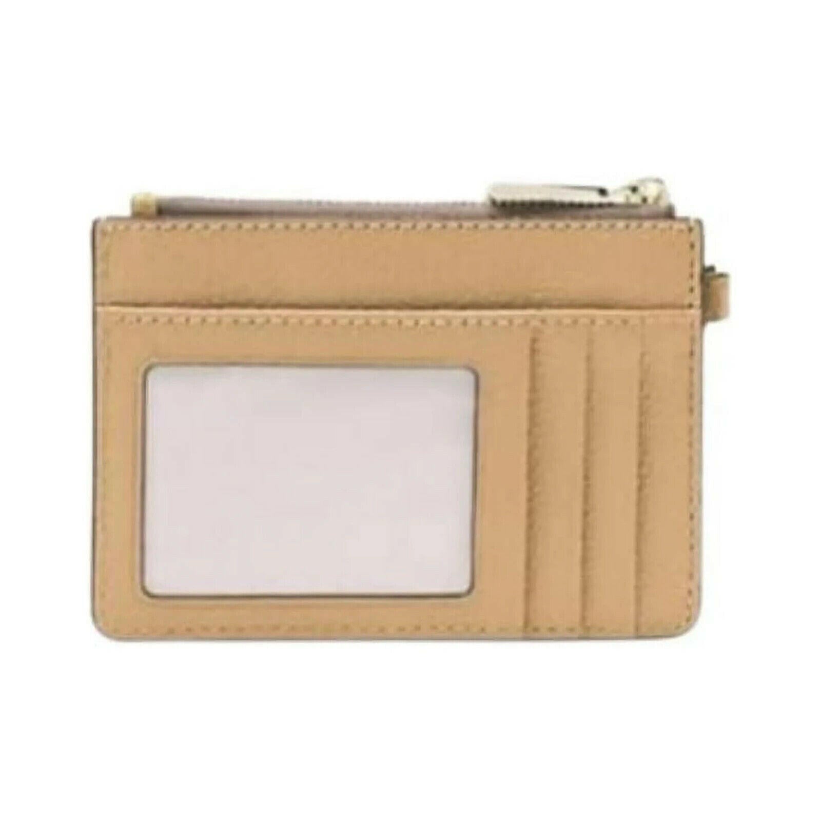 Michael Kors Wristlet Women's OS Camel Pebbled Leather Coin Purse.