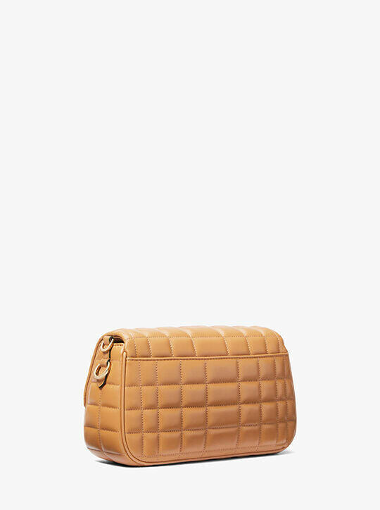 Michael Kors Parker Shoulder Bag Women Medium Pale Peanut Leather.