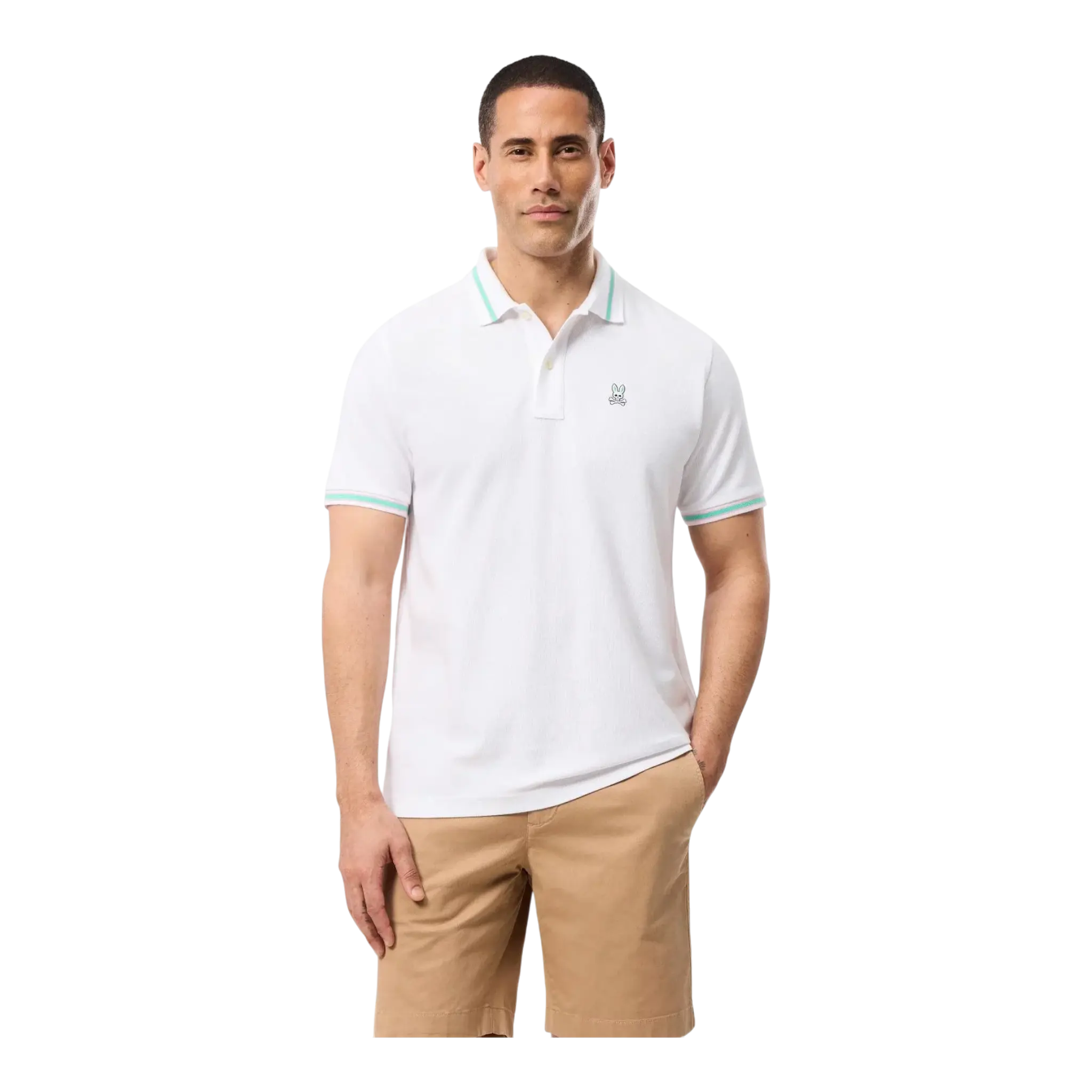 Psycho Bunny Irving Pique Polo Men’s Shirt – White Psycho Bunny
