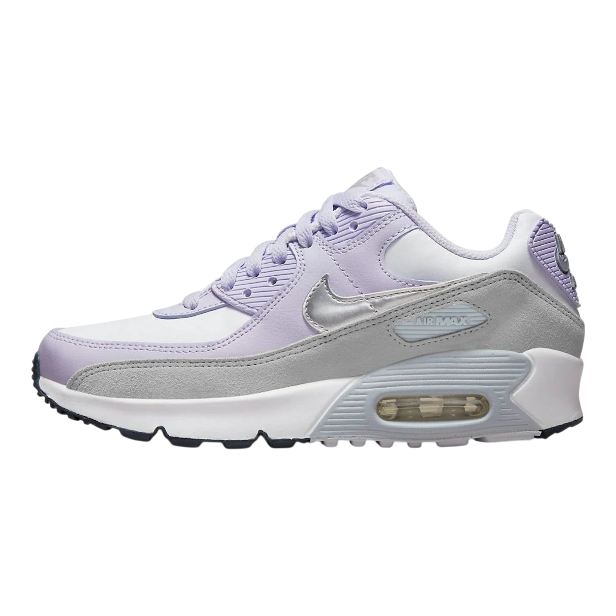 Nike Air Max 90 LTR Kids Shoes White/Violet Frost/Pure Platinum/Metallic Silver