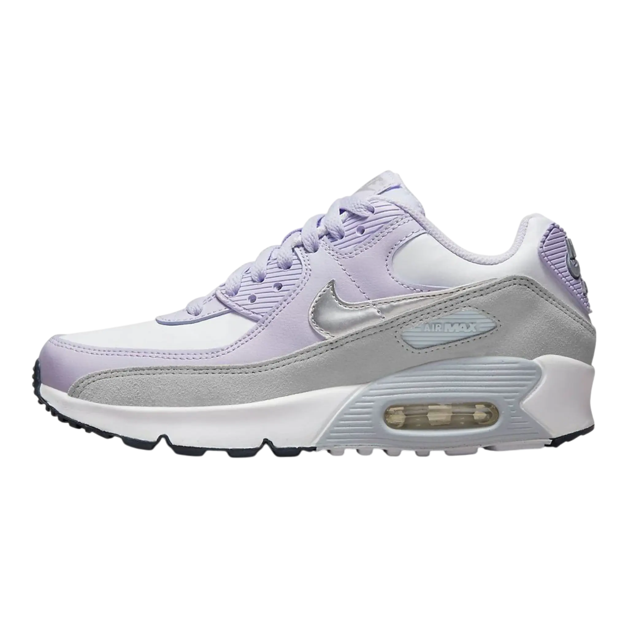 Nike Air Max 90 LTR Kids Shoes White/Violet Frost/Pure Platinum/Metallic Silver Nike