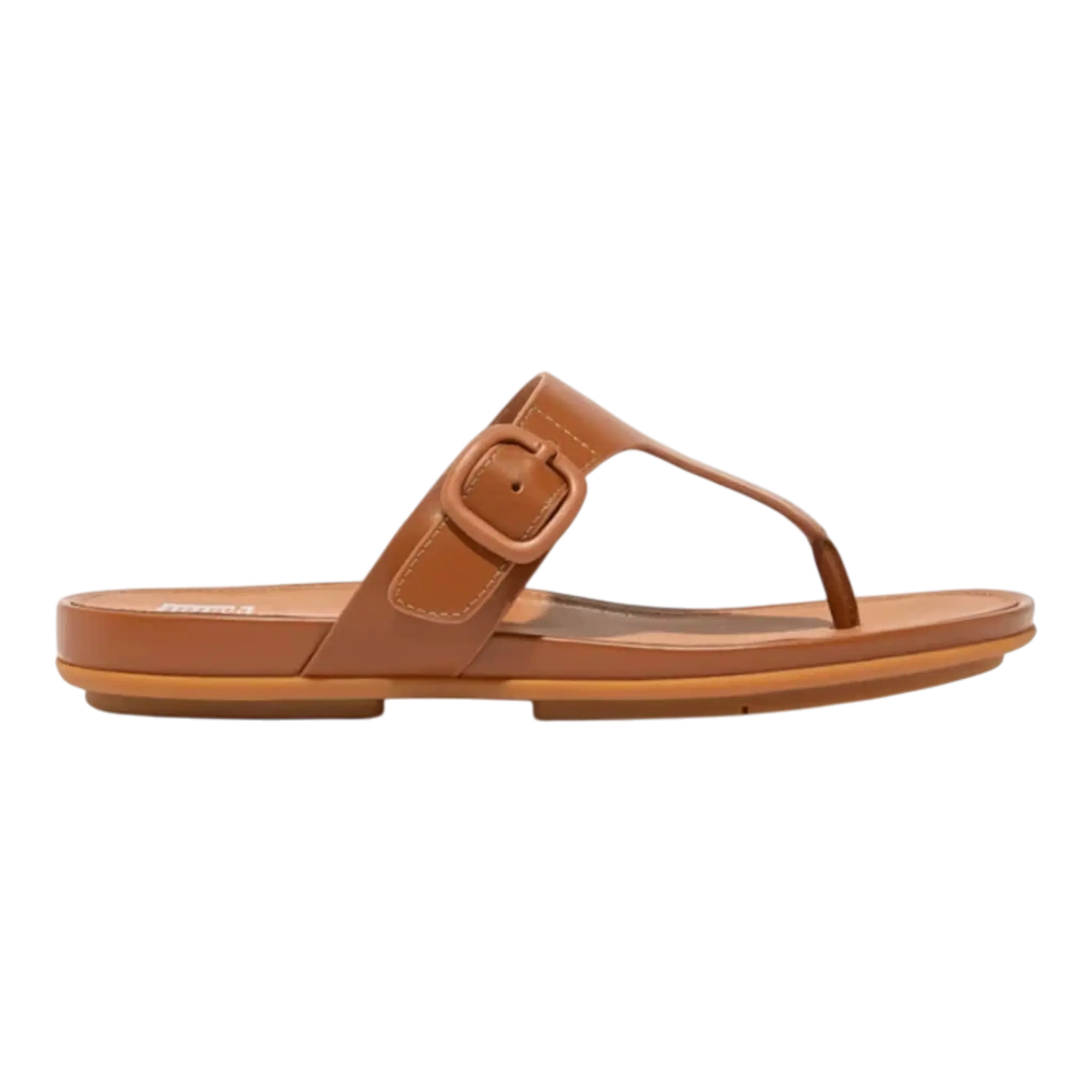 FitFlop Gracie Rubber-Buckle Leather Toe Women’s Sandals – Light Tan FitFlop