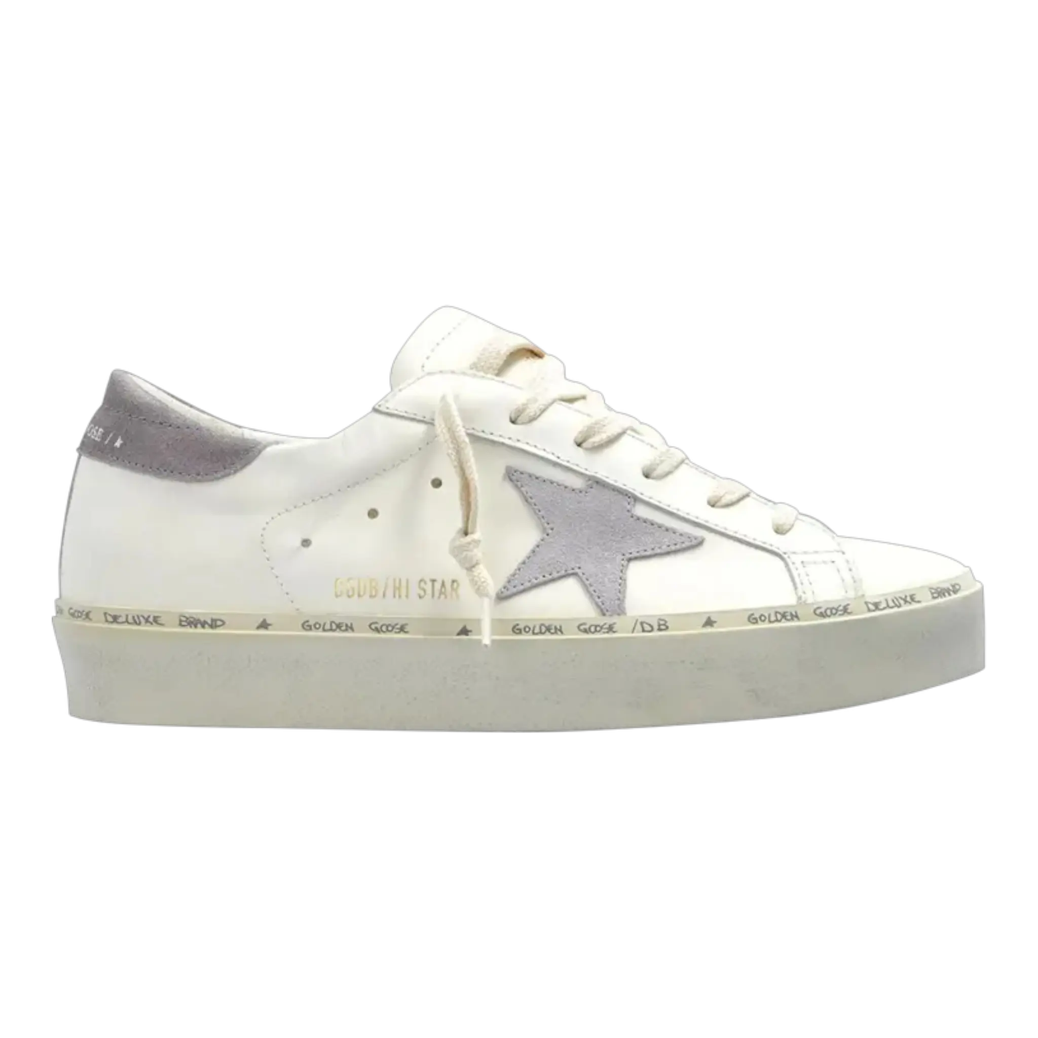 Golden Goose Hi Star Women Sneakers White/Silver Leather Suede Heel GOLDEN GOOSE