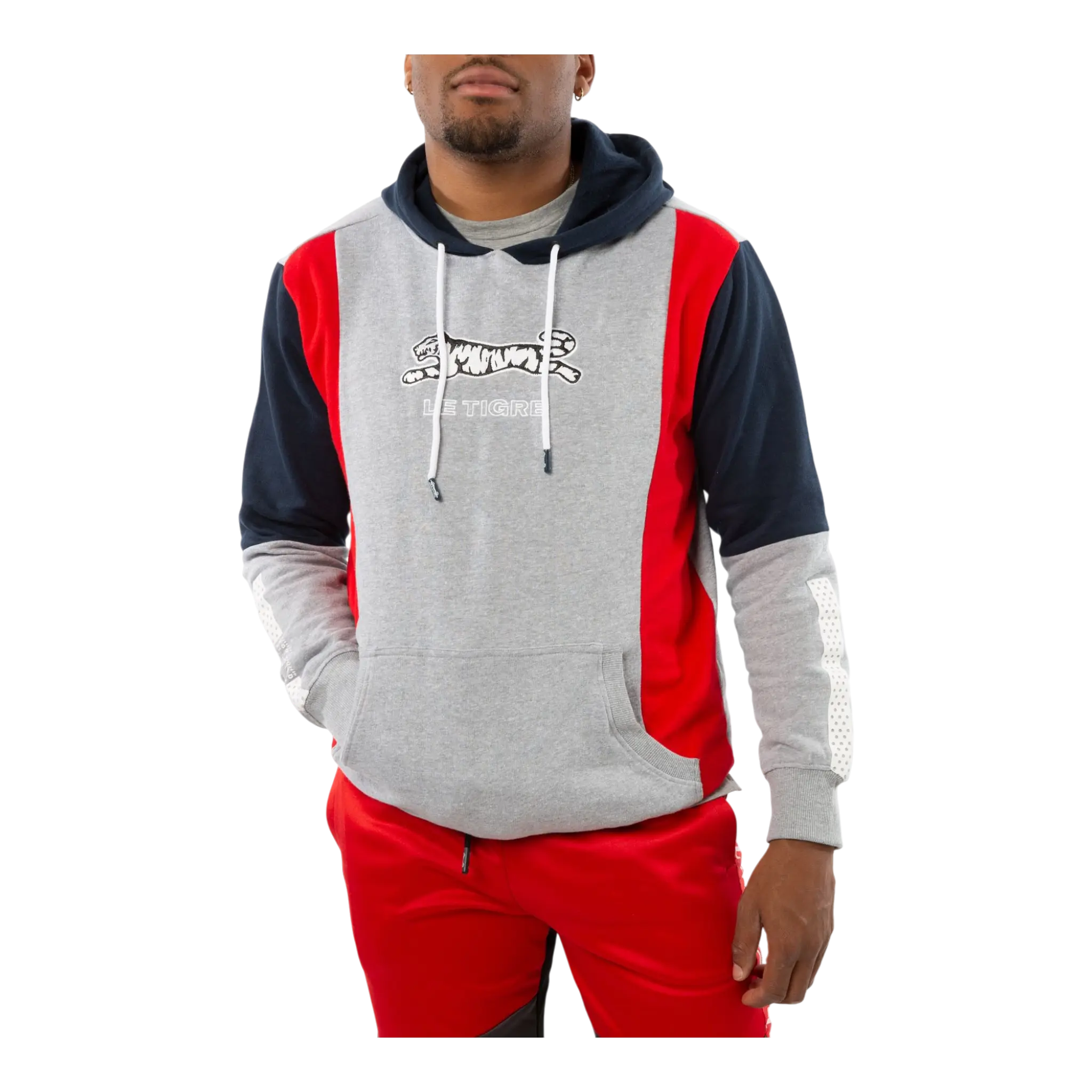 Le Tigre Lincoln Pullover Hoodie Men’s – Grey/Navy/Red Le Tigre