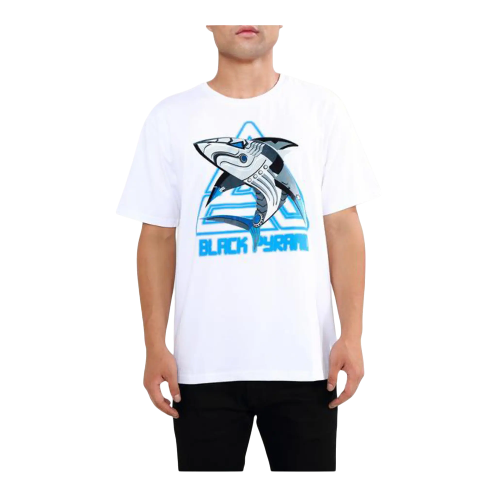 Black Pyramid Cyber Shark Men’s T-Shirt – White/Blue Black Pyramid