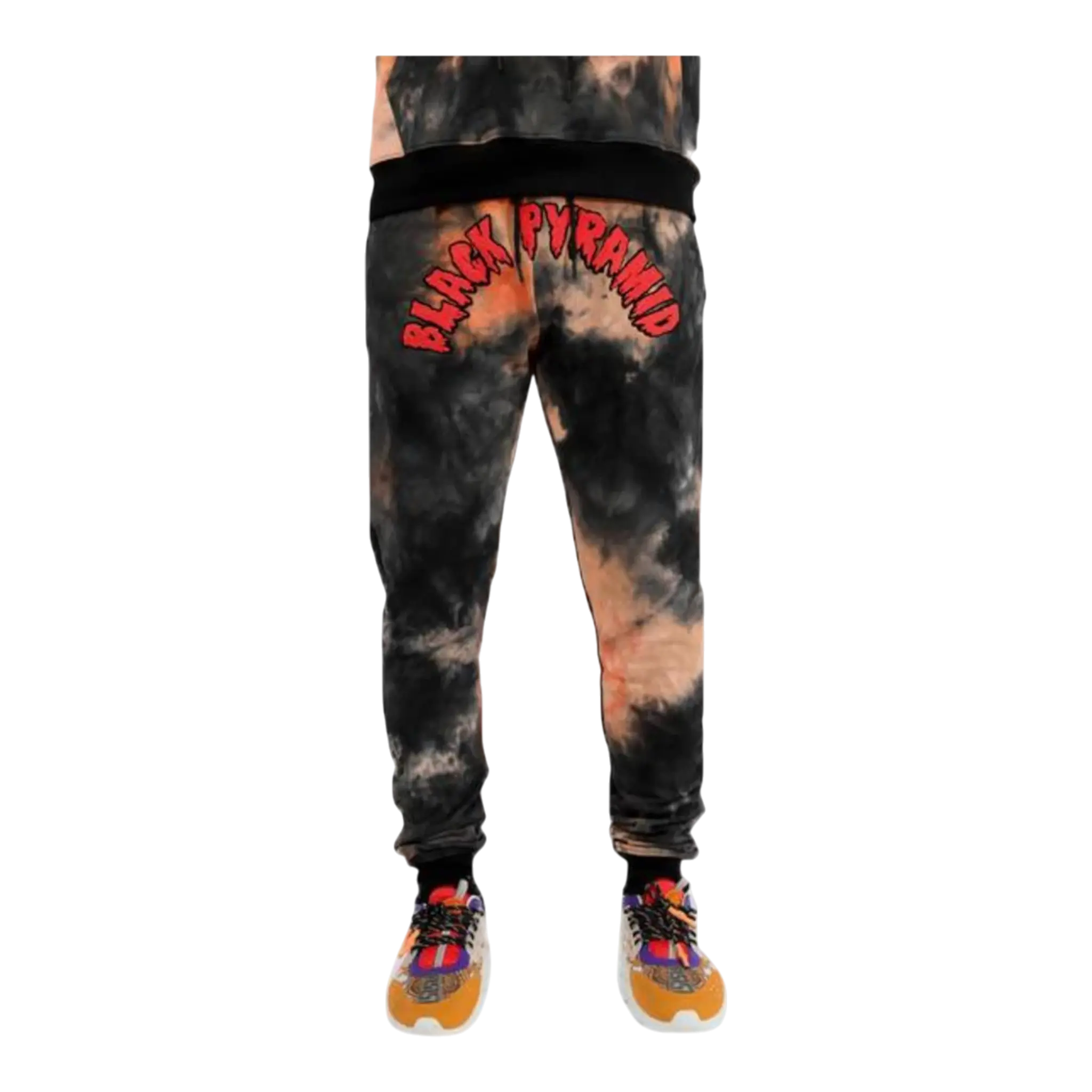 Black Pyramid Tie Dye Drip Men’s Jogger Pants – Pink/Red Black Pyramid