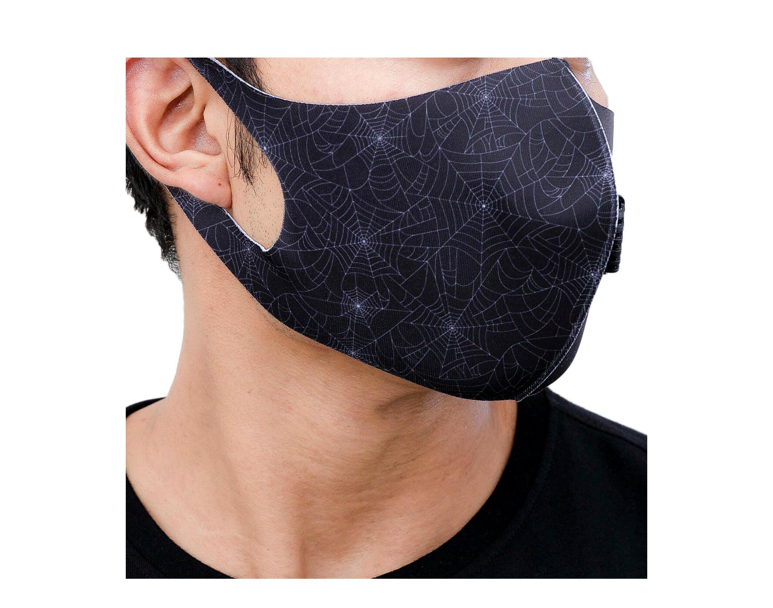 Black Pyramid Spider Web Face Mask.