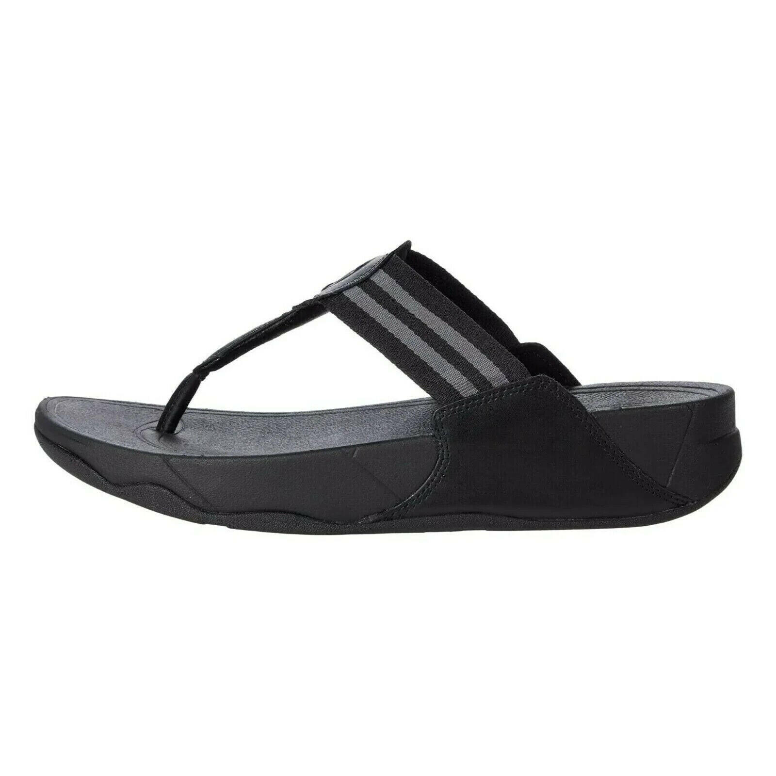 FitFlop Walkstar Toe Post Sandals Women's Black Slip-On Wedge Comfort.