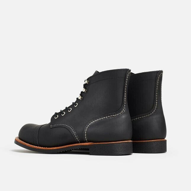 Red Wing Iron Ranger 8084 Men's Black Leather Toe Cap Comfort 6-Inch Ankle Boots.
