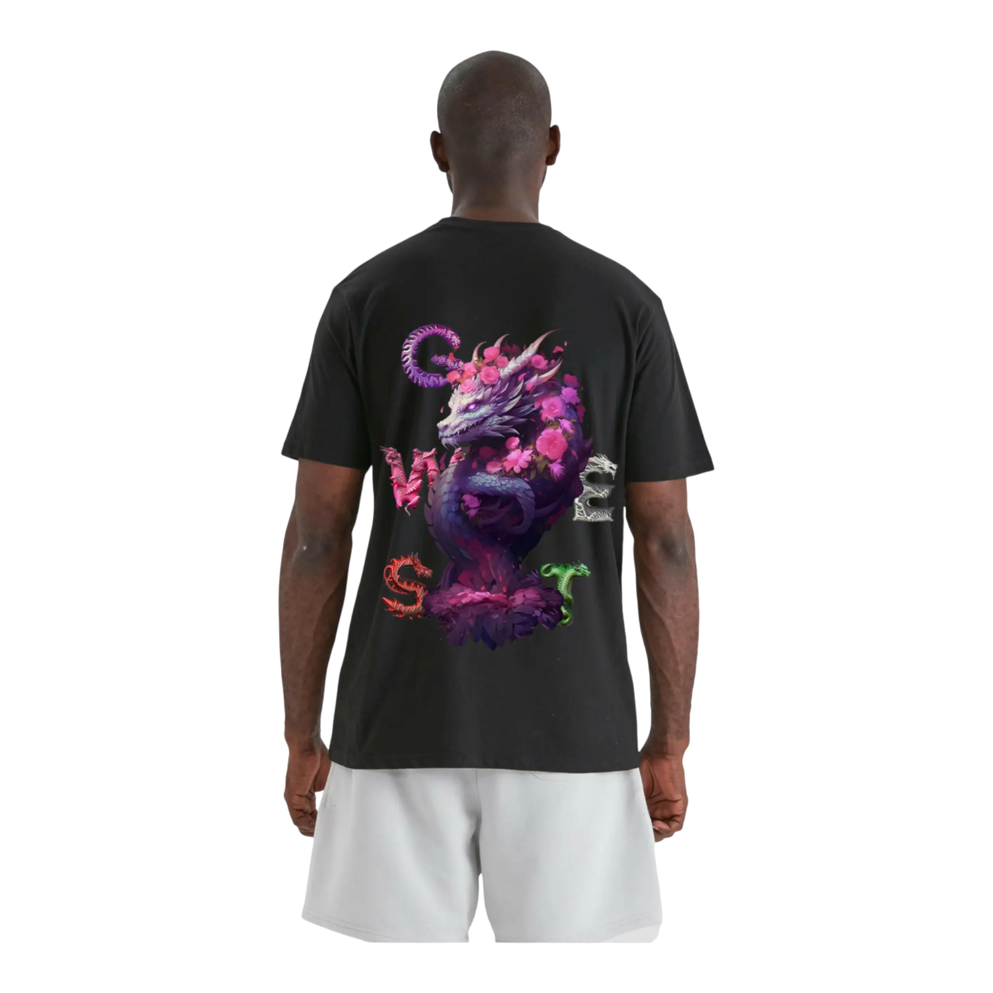G West Purple Dragon Graphic Crew Neck Men's T-Shirt G West