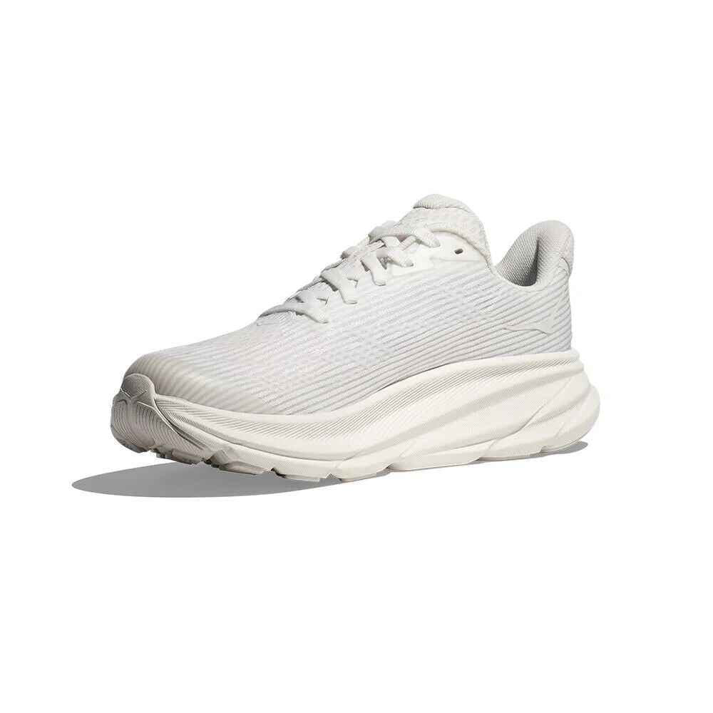 Hoka One One Clifton 9 Sneakers Kids White Lace Up Running Shoes