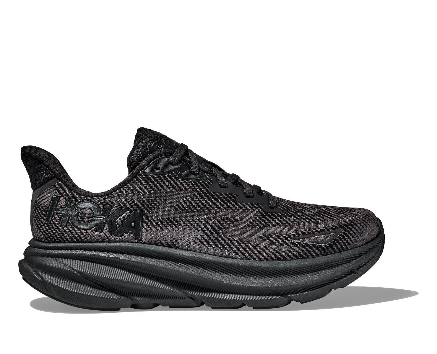 Hoka One One Clifton 9 1127895-BBLC Sneakers Men's Black Lace-Up Running Shoes