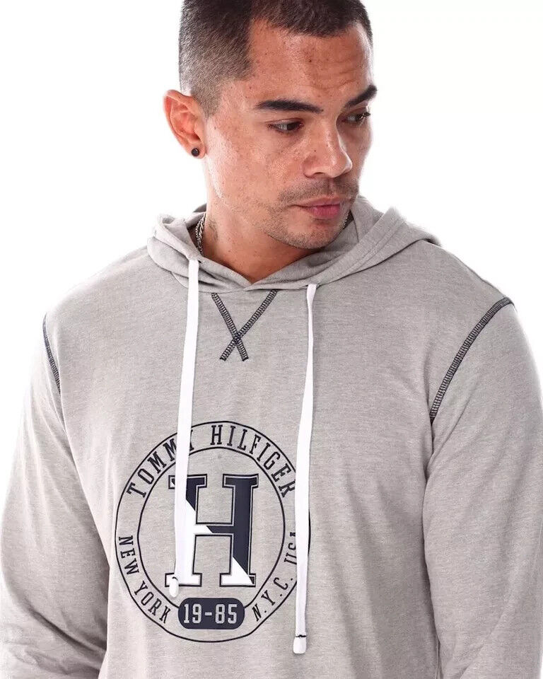Tommy Hilfiger 09T4197-004 Hoodie Mens Gray Cotton Blend Long Sleeve Performance