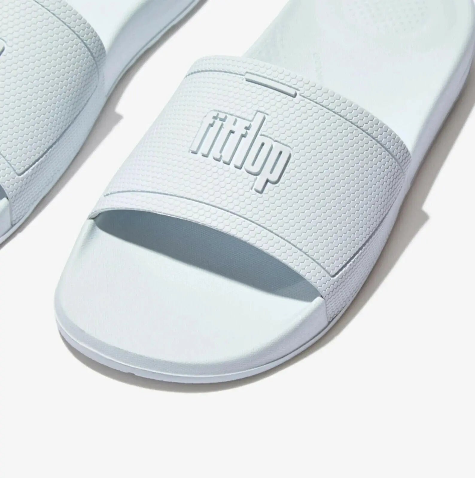 FitFlop Iqushion Pool Slide Slipper Women's Seafoam Blue Comfort Slip-On.