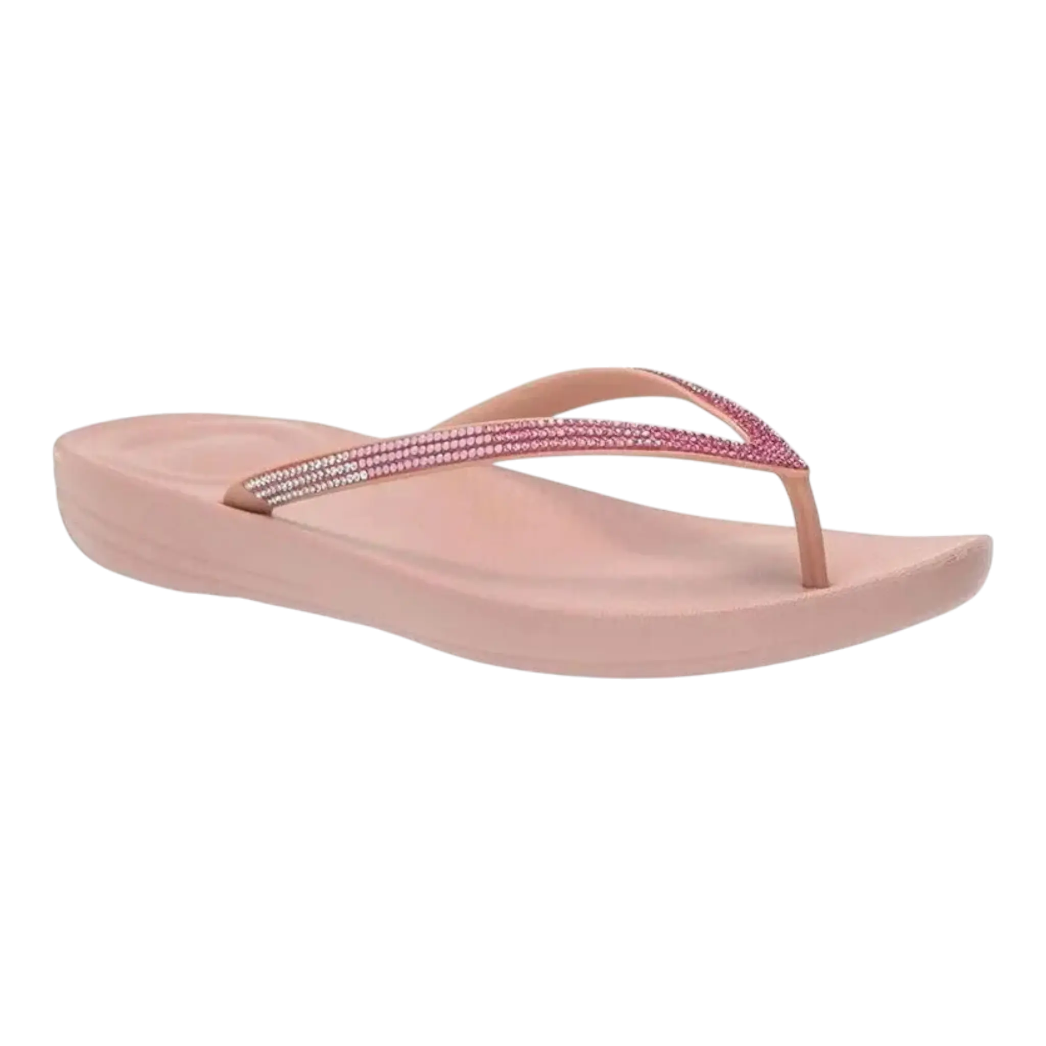 FitFlop Iqushion Flip Flop Sandals Women's Beige Ombre Sparkle Slippers FitFlop