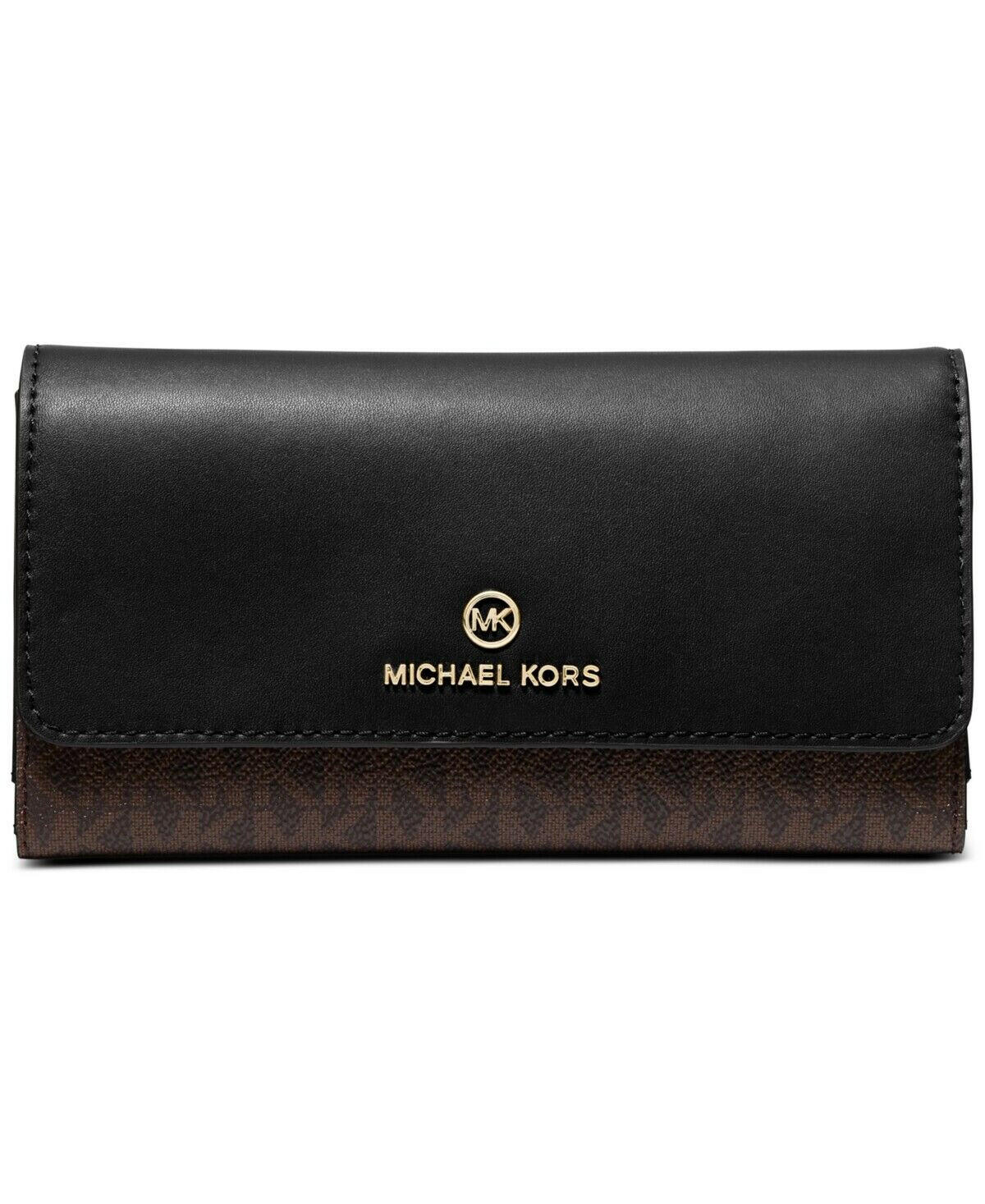 Michael Kors Jet Set Charm Trifold Wallet Womens Large Black Logo.