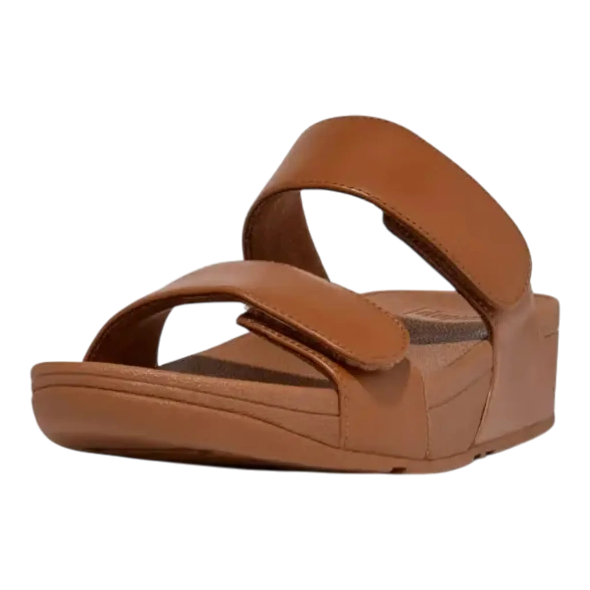 FitFlop Lulu Slides Sandals Women's Light Tan Leather Adjustable Slip On FitFlop